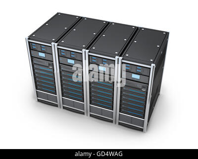 Four Server high-end, view top on white background (done in 3d rendering) Stock Photo