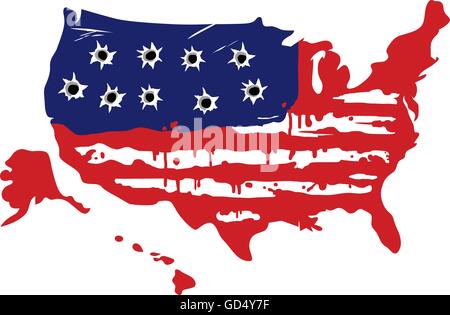 American Map With Bullet Holes Vector Stock Vector