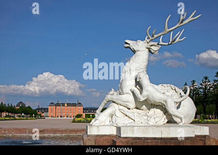 Schwetzingen Castle, castle park, deer fountain, Schwetzingen, Baden-Wurttemberg, Germany Stock Photo