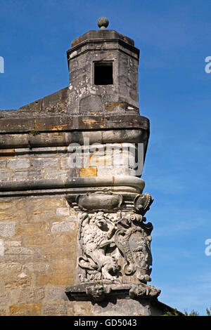 The Coloured Lion Bastion, Veste Coburg, Coburg, Upper Franconia, Bavaria, Germany Stock Photo