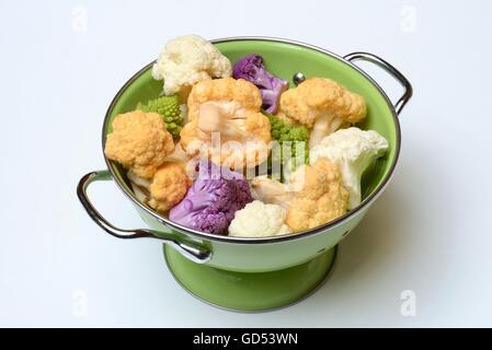 cauliflower in colander Stock Photo