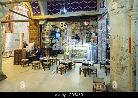 Small turkish cafe in the Grand Bazaar, Istanbul, Turkey Stock Photo