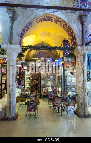 Small turkish cafe in the Grand Bazaar, Istanbul, Turkey Stock Photo