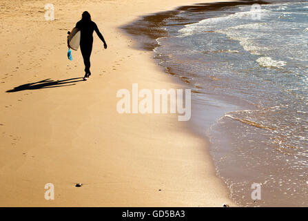 Surfer on the ocean beach with surfboard Stock Photo