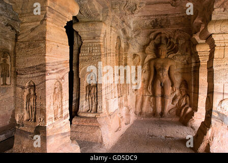 Parshvanath in Badami Cave Stock Photo