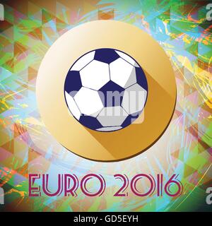 Abstract football and soccer infographic, champions 2016, a playing ball and yellow circle. Digital vector image Stock Vector