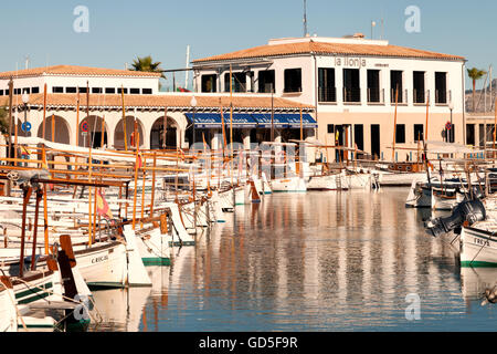 Traditional fishing boats in the harbour, Puerto Pollensa, Malloca ( Majorca ), Balearic Islands Spain Europe Stock Photo