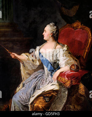 Catherine the Great.  Portrait of Empresss Catherine II of Russia (1729-1796) by Fyodor Rokotov, 1763 Stock Photo