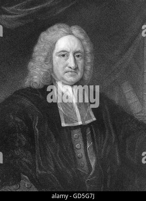EDMOND HALLEY (1656-1742) English astronomer and mathematician. Steel engraving about 1730 Stock Photo