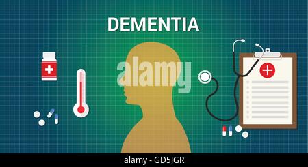 dementia disease human brain head medicine vector Stock Vector