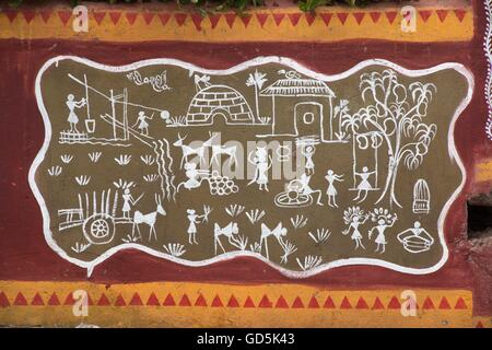 Warli painting, puri, orissa, india, asia Stock Photo