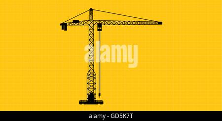 tower crane site construction isolated silhouette vector Stock Vector