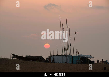 Huts on beach, puri, orissa, india, asia Stock Photo