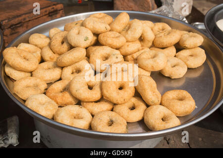 South indian fast food, medu vada, konarak, orissa, india, asia Stock Photo