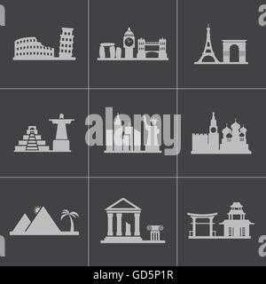 Vector black landmarks icons set Stock Vector Image & Art - Alamy