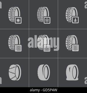 Vector black tire icon set Stock Vector