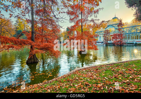 The Palacio de Cristal (Crystal Palace), located in the heart of The Buen Retiro Park. Madrid. Spain Stock Photo