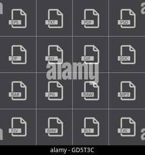 Vector black  file format  icons set Stock Vector