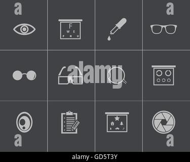 Vector black  optometry  icons set Stock Vector