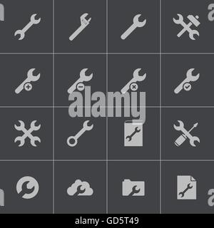 Vector black  settings wrench   icons set Stock Vector