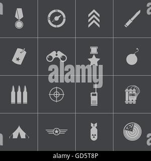 Vector black  military icons set Stock Vector