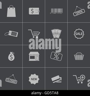 Vector black  shop icons set Stock Vector