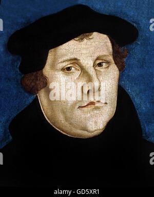 Martin Luther 1483 – 1546 Protestant by Cranach the Elder  Germany ( German professor of theology and a key figure in the Protestant Reformation ) Stock Photo