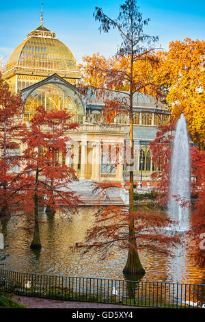 The Palacio de Cristal (Crystal Palace), located in the heart of The Buen Retiro Park. Madrid. Spain Stock Photo