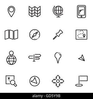 Map location vector line icons set. Map, Location, Coordinates ...