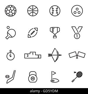 Vector illustration of thin line icons - sport Stock Vector