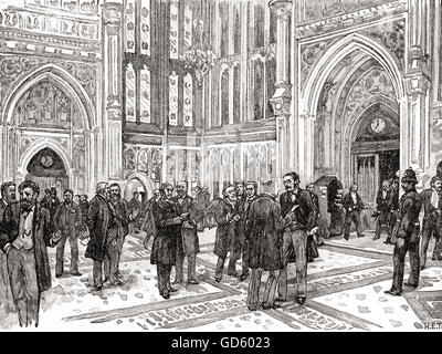 The member's lobby, The House of Commons, Westminster Palace, London, England in the 19th century. Stock Photo