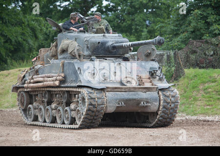 FURY Sherman A4 M2 E8 WWII actual tank featured in the movie film Fury with Brad Pitt from Bovington Tank Museum, Dorset, UK. Stock Photo