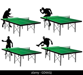 ping pong players with green table vector illustration Stock Vector