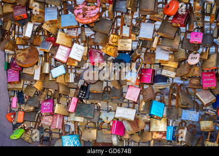 Wedding Locks On The Bridge Of Love Helsinki Finland Stock Photo