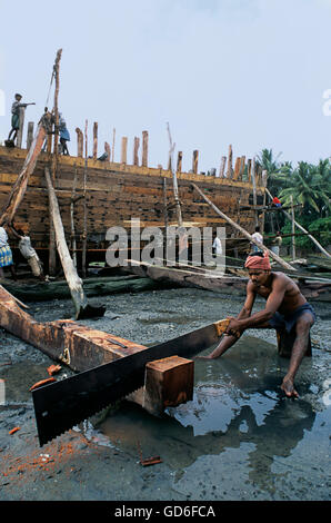 Making wooden cargo boats Stock Photo