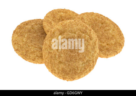 Side view of a group of baked snickerdoodle cookies isolated on a white background. Stock Photo
