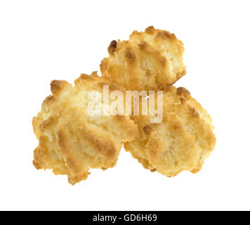 Three sugar free coconut macaroons isolated on a white background. Stock Photo