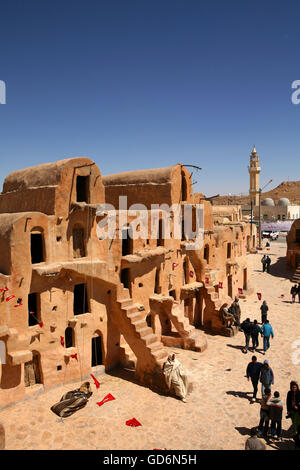 Tunisia, Ksar Ouled Soltane, former fortress and its 400 Ghorfas Stock Photo