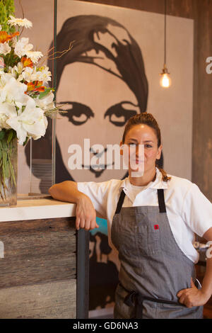 chef and owner Courtney Ladin, Nuance Restaurant, Santa Barbara, California Stock Photo