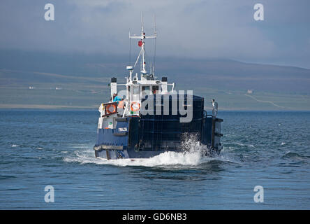 Rousay Ferry 'Eynhallow' sailing across from Brinain to Tingwall on the North shore of the Orkney Isles Mainland.  SCO 10,579.