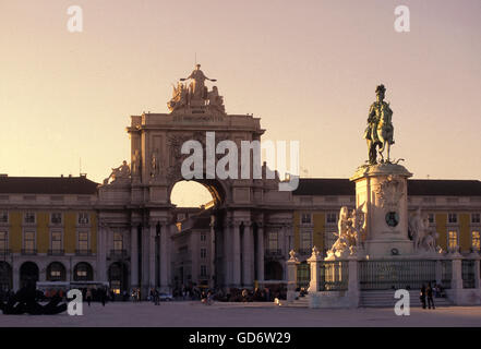 the parca do comercio in the city centre of Lisbon in Portugal in Europe. Stock Photo