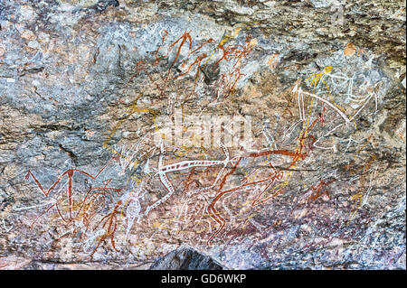 Ancient rock drawing, Northern Territories, Australia Stock Photo