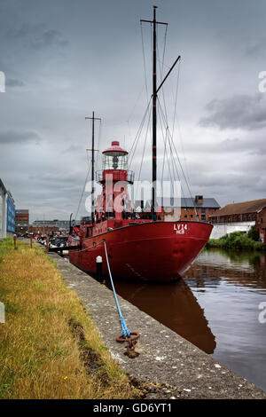 UK,Gloucestershire,Gloucester Docks,Ship Moored along Gloucester & Sharpness Canal Stock Photo