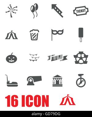 Vector grey carnival icon set Stock Vector