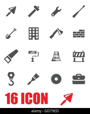 Vector grey construction icon set Stock Vector