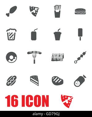 Vector grey fastfood icon set Stock Vector