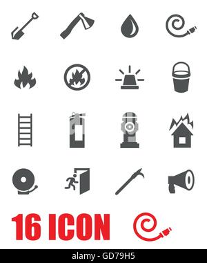 Vector grey firefighter icon set Stock Vector