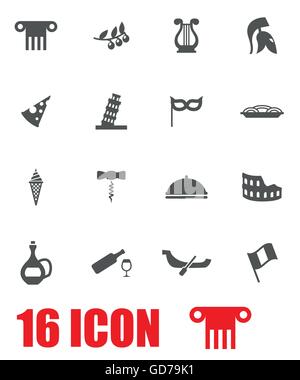 Vector grey italian icon set Stock Vector