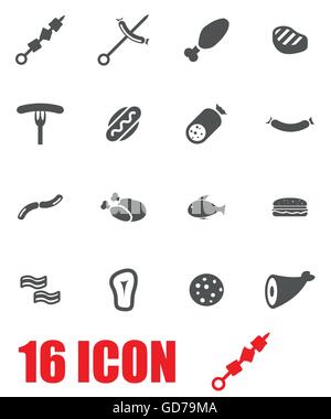 Vector grey meat icon set Stock Vector