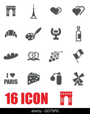 France icons set with travel and tourism symbols flat isolated vector ...